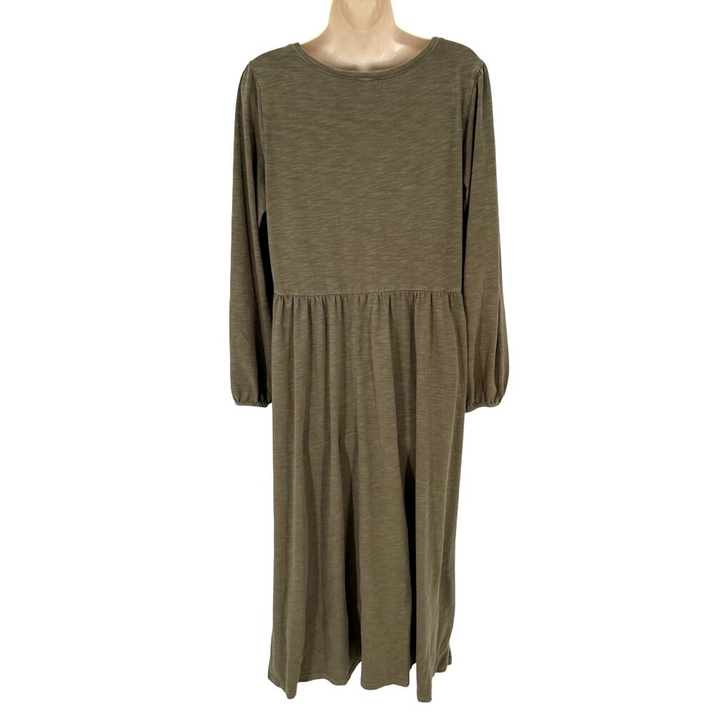 Old Navy Womens Long-Sleeve Fit & Flare Slub-Knit Midi Dress Size L - Picture 3 of 9
